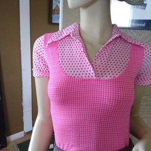 Pink bodysuit XS 60's stretch vintage retro